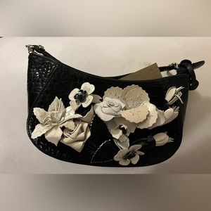 NIB VINTAGE BRIGHTON CALISTA LEATHER HANDBAG HANDMADE DETAIL FLORAL DESIGNER
